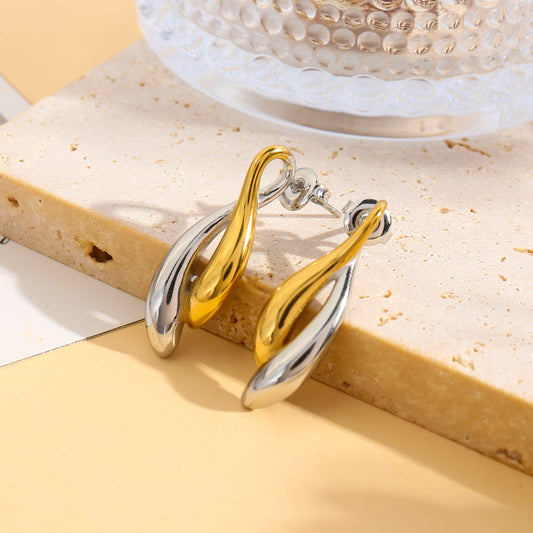 Boucles d'oreilles bicolores torsadées