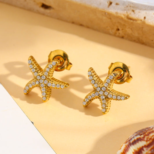 Boucles d'oreilles étoile de mer scintillante