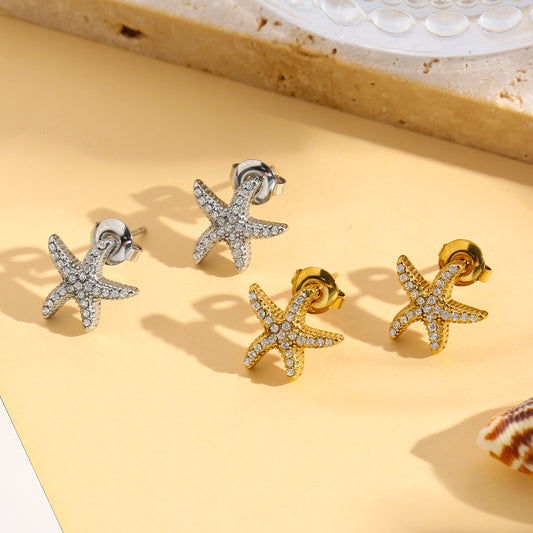 Boucles d'oreilles étoile de mer scintillante