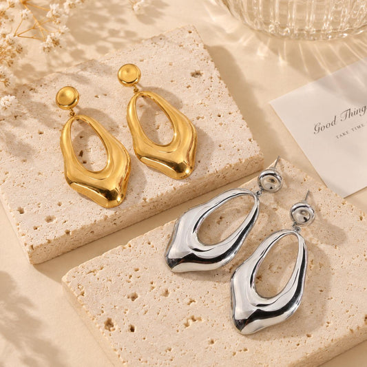 Boucles d'oreilles ovales pendantes ajourées