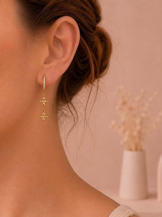 Créoles pendentif étoile serti