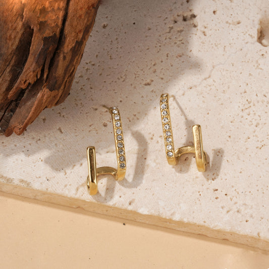 Boucles d'oreilles double branche strass