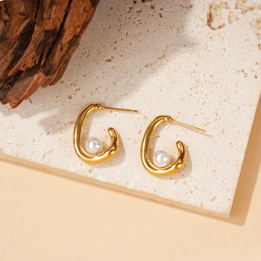 Boucles d'oreilles dorées petite perle