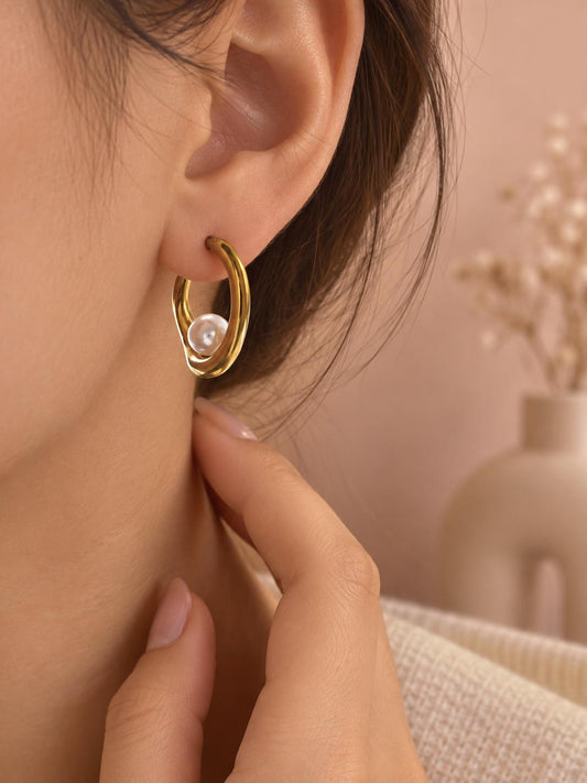 Boucles d'oreilles dorées petite perle