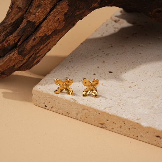 Boucles d’oreilles puces mini fleur lisse