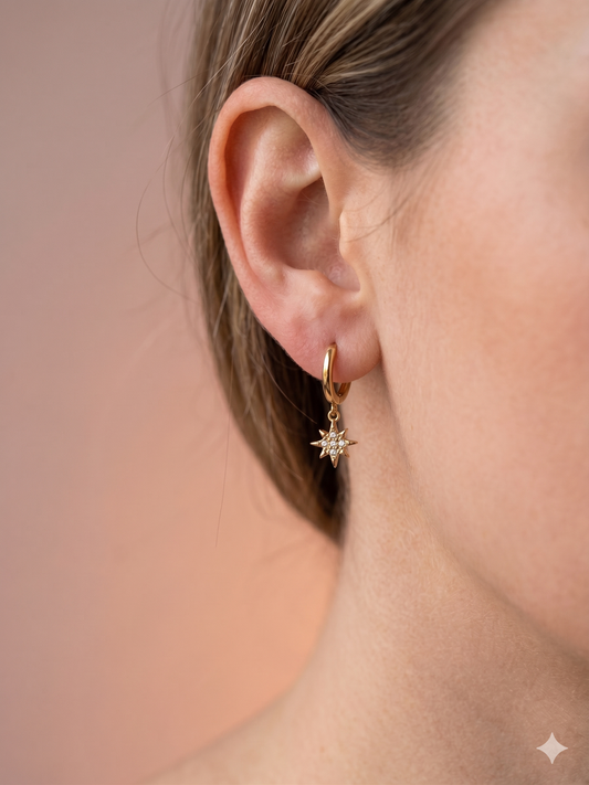 Boucles d'oreilles créoles à étoiles en strass