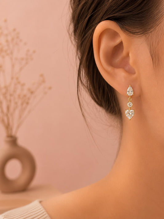 Boucles pendantes cœur cristal