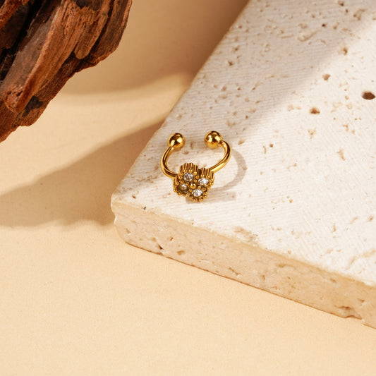 Bague d'oreille trèfle serti