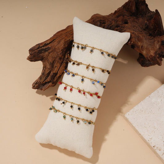 Lot de 6 bracelets avec breloques pierres naturelles colorées