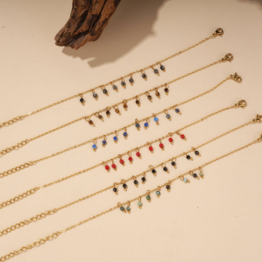 Lot de 6 bracelets avec breloques pierres naturelles colorées