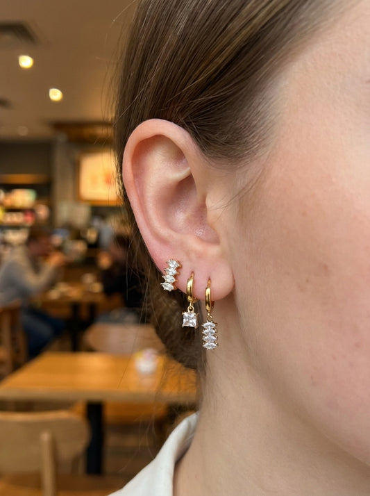 Lot de 6 boucles d'oreilles strass et chaînes