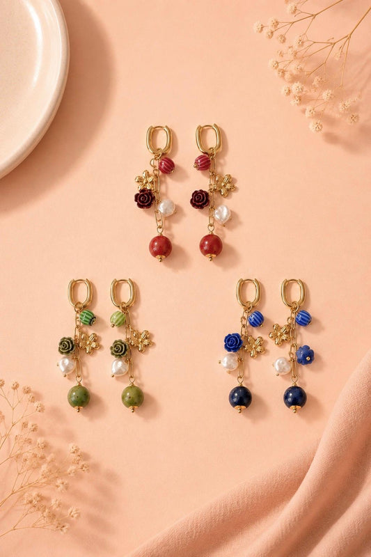 Boucles d'oreilles pendantes colorés
