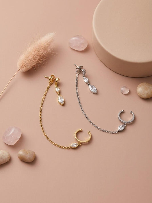 Bijou d'oreille earcuff anneau chaine fine