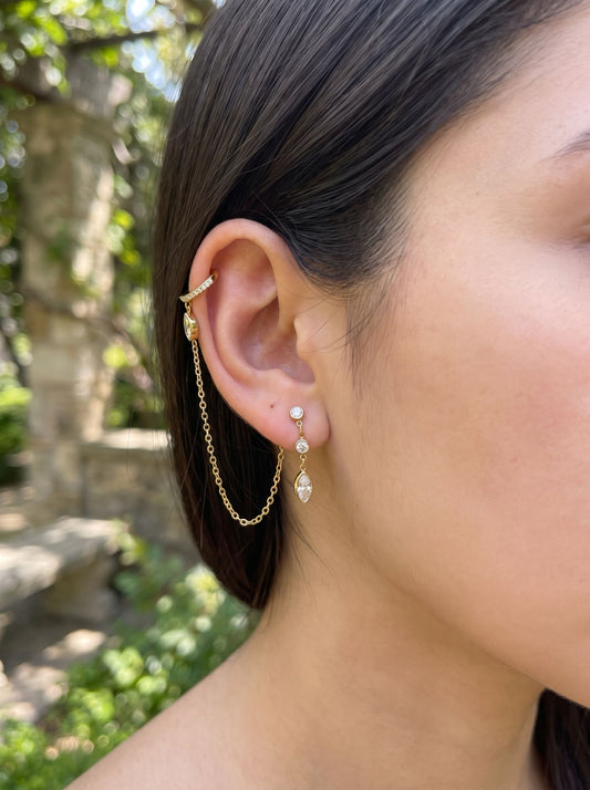 Bijou d'oreille earcuff anneau chaine fine