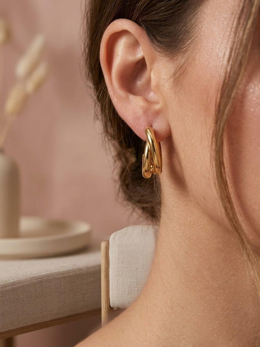 Boucles d'oreilles mini ovales multi lignes ouvertes