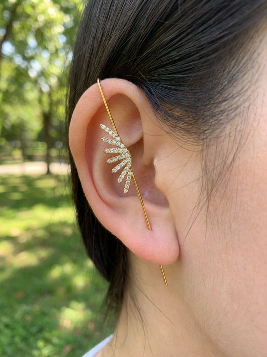 Bijou d'oreille éventail pavé strass