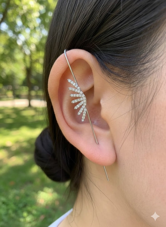 Bijou d'oreille éventail pavé strass