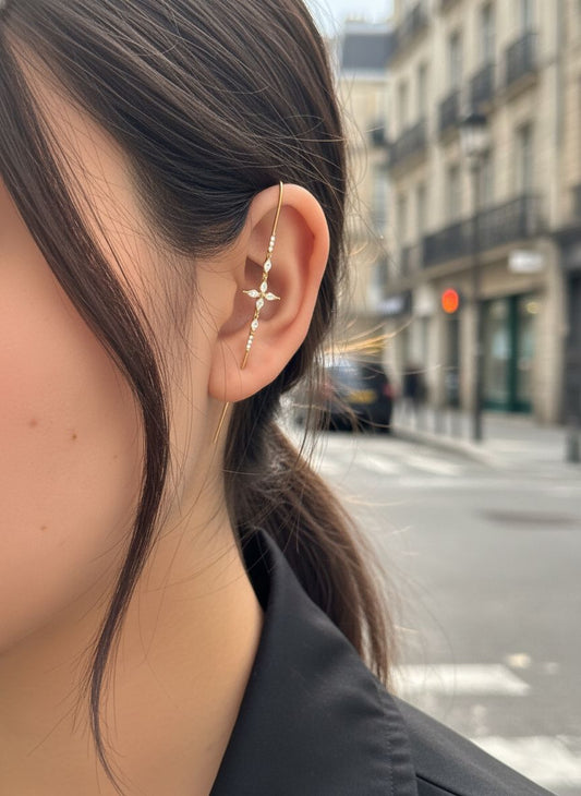 Bijou d'oreille étoile et strass fin