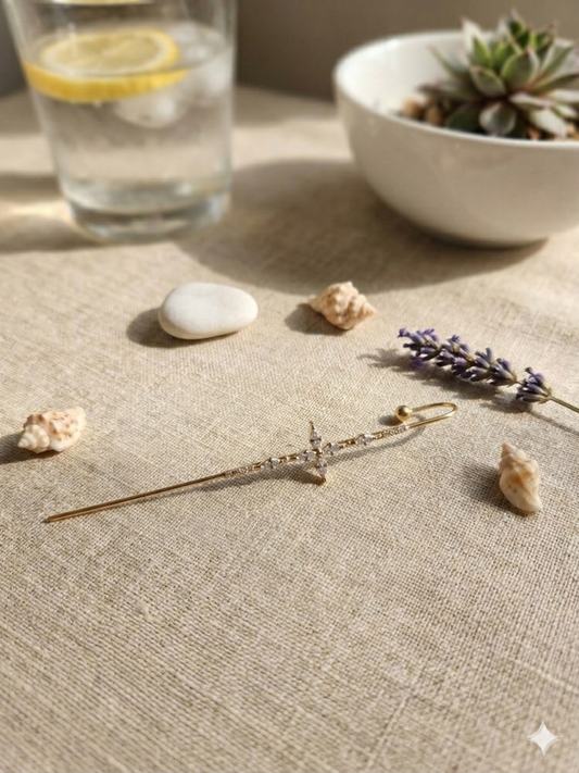 Bijou d'oreille étoile et strass fin