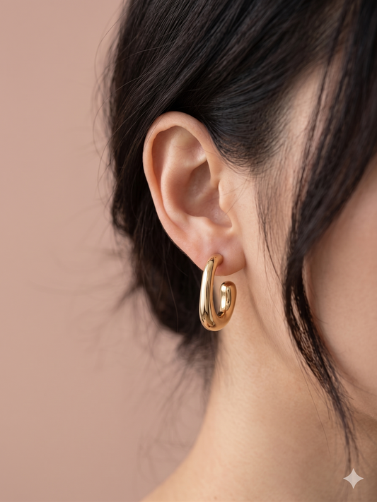 Boucles d'oreilles créoles épaisses ovales bombées
