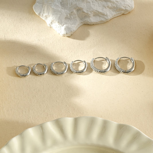 Lot de 3 paires de créoles demi-pavées de strass