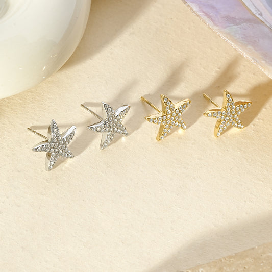 Clous d'oreilles étoiles de mer pavées de strass