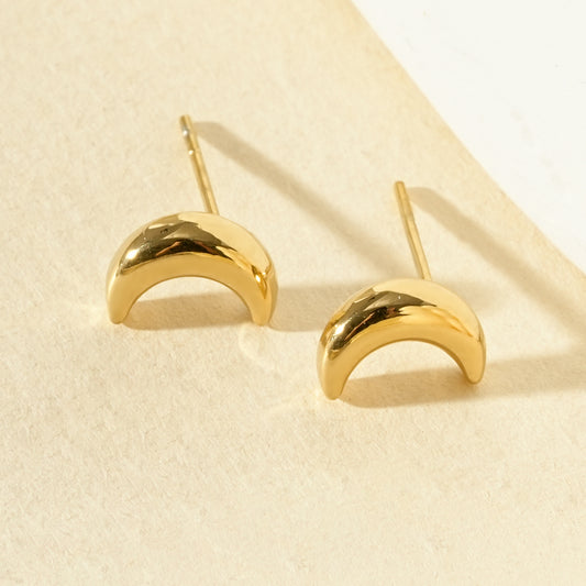 Boucles d'oreilles puces dorées mini lunes brillantes