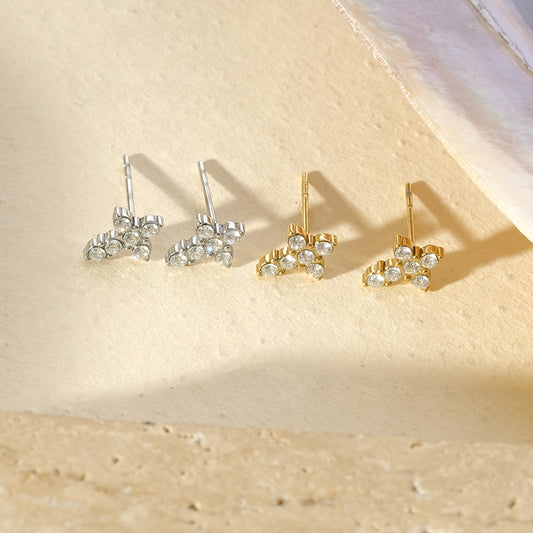 Puces d'oreilles croix pavé de strass