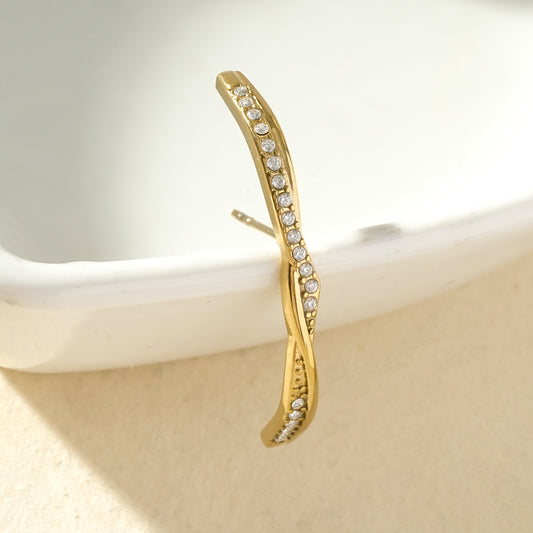 Boucle d'oreille unique lobe grimpante torsadée sertie de strass