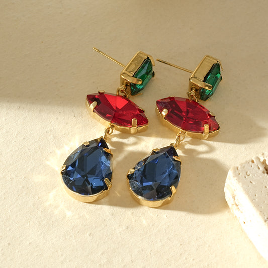 Boucles pendantes cristaux multicolores