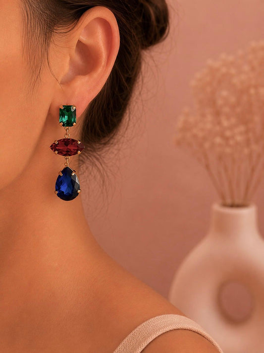 Boucles pendantes cristaux multicolores