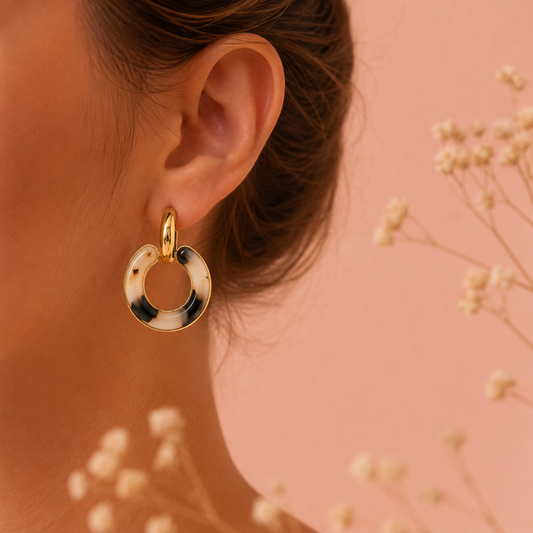 Boucles d'oreilles créoles résine léopard
