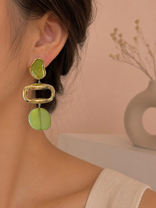 Boucles d'oreilles pendantes pastilles résine