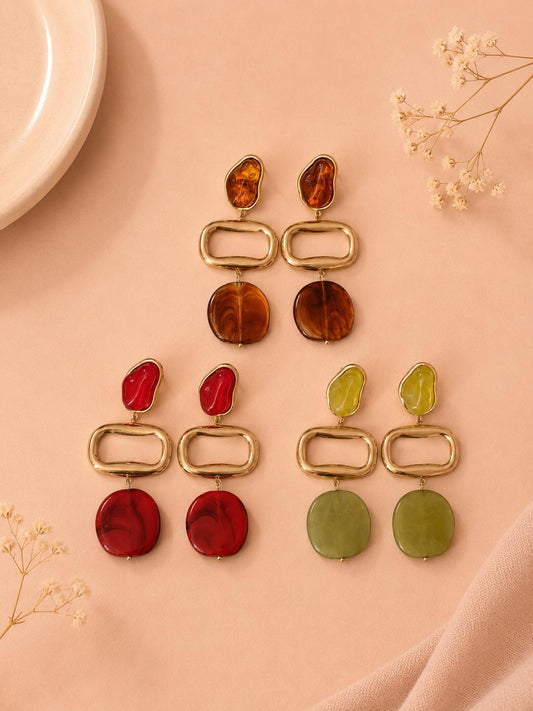 Boucles d'oreilles pendantes pastilles résine