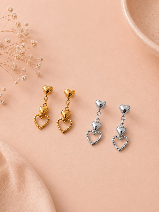 Boucles d'oreilles petites pendantes cœurs