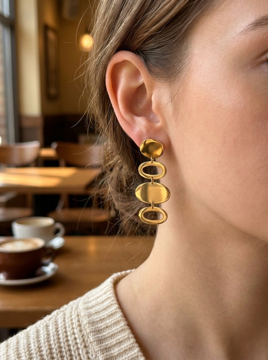 Boucles d’oreilles dorées multi-maillons ovales