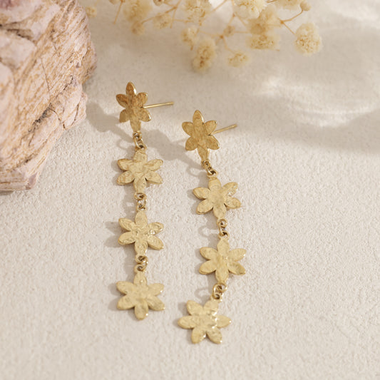 Boucles d'oreilles 4 fleurs martelées