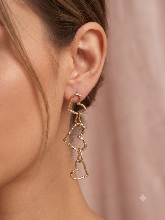 Boucles d'oreilles pendante cœurs entrelacés
