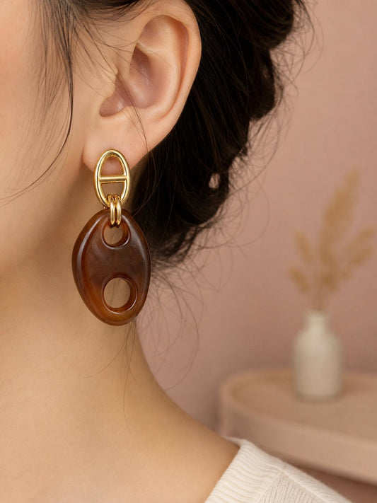 Boucles pendantes maillon marine et résine