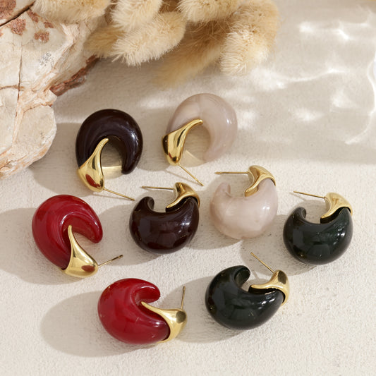 Boucles d'oreilles demi-lune résine