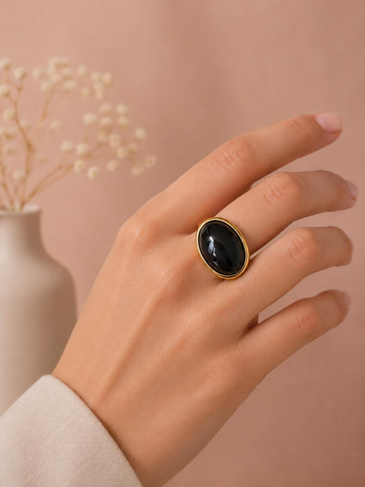 Bague épaisse pierre naturelle
