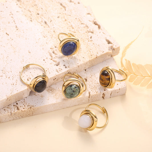 Bague ovale pierre naturelle