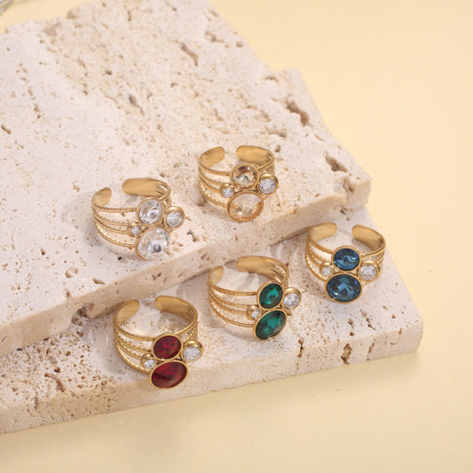Bague multi-cristaux ronds