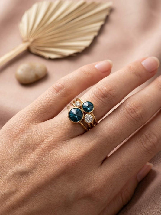 Bague multi-cristaux ronds