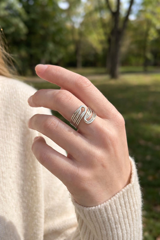 Bague ajustable multi-rangs fil enroulé