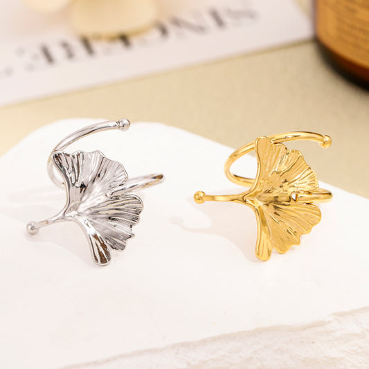 Bague ajustable feuille de ginkgo