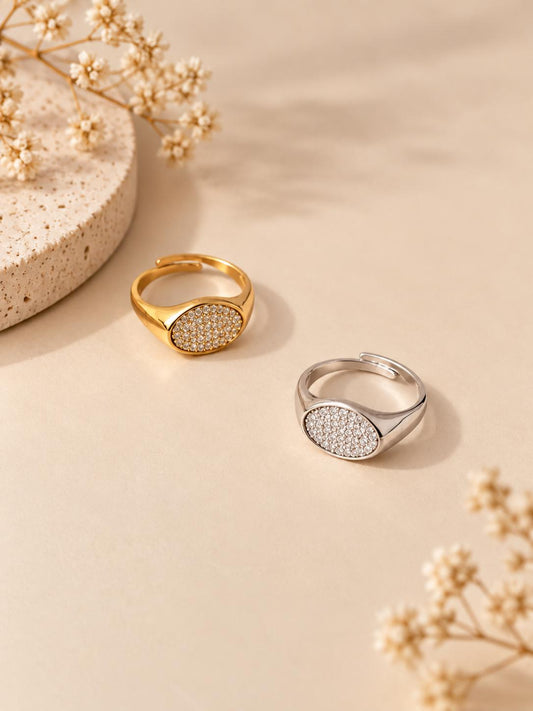 Bague chevalière multiples strass