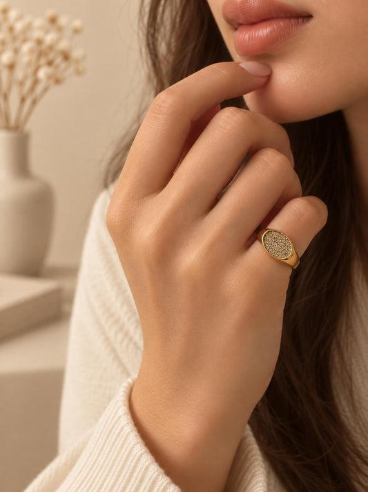 Bague chevalière multiples strass