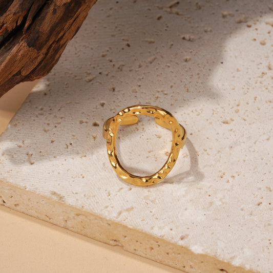 Bague ajustable ovale martelée