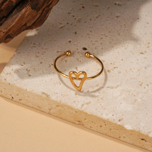 Bague ajustable cœur ajouré minimaliste